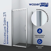 Душевой уголок WasserKRAFT Salm 100x80 27I17 профиль Хром стекло прозрачное-1