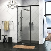 Душевая дверь WasserKRAFT Elbe 120 74P05 профиль Черный матовый стекло прозрачное-4