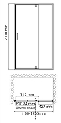 Душевая дверь WasserKRAFT Elbe 120 74P05 профиль Черный матовый стекло прозрачное-8