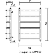 Водяной полотенцесушитель Domoterm Лаура П6 500*800 Хром-4